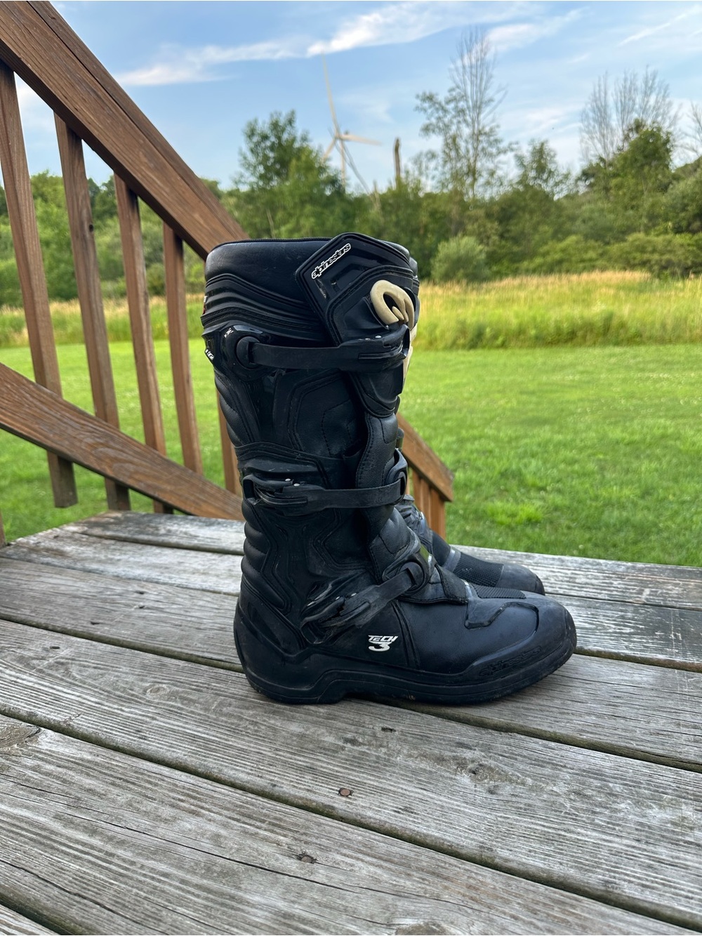 Alpinestars Black Tall TECH 3 MX Boots with Buckle Closures